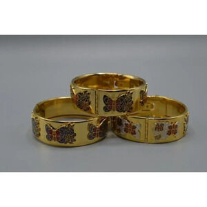 Butterfly Enamel Hinge Bracelet Set  of 3